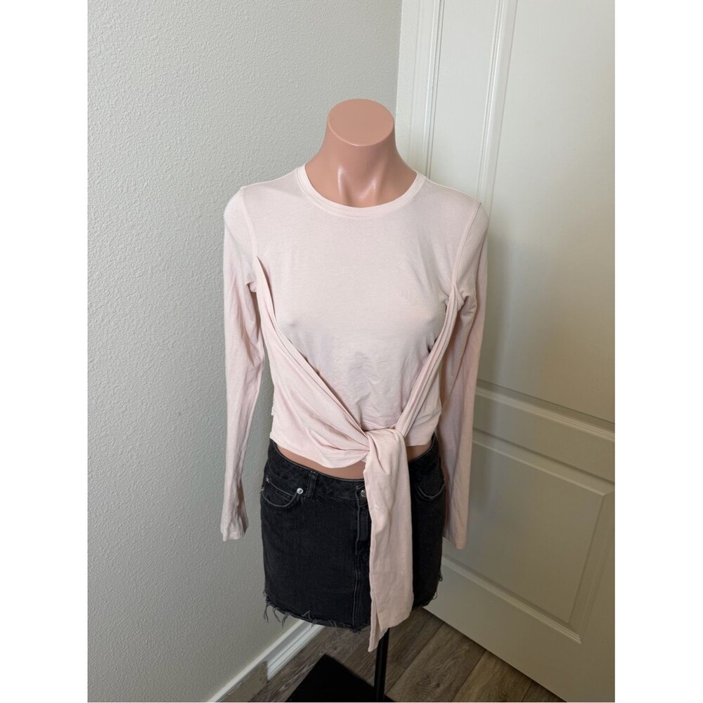 Lululemon Athletic Light Pink Gather and Grow long sleeve wrap shirt Sz 6